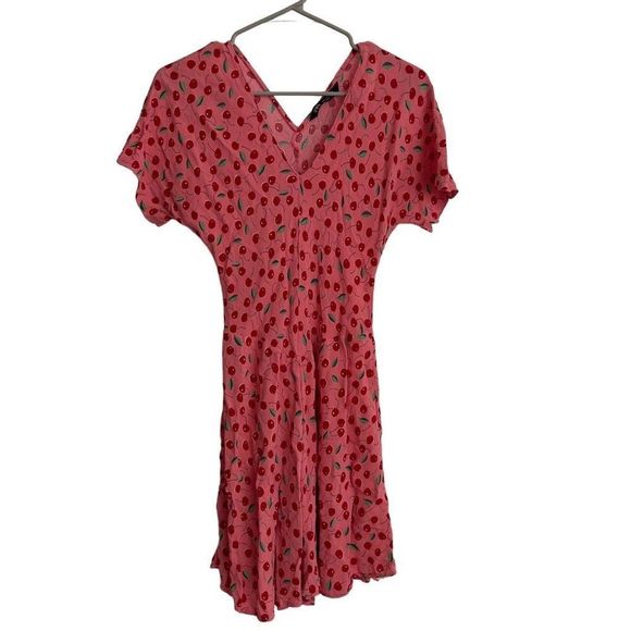 Zara Cherry Print Mini Dress M - Picture 6 of 11